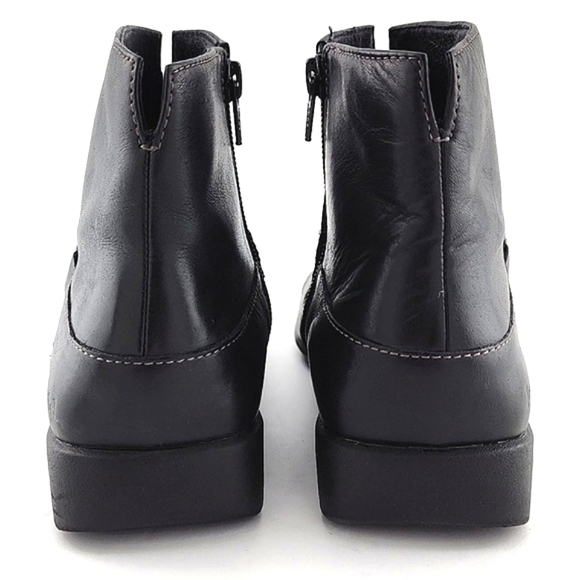 Josef Seibel Black Leather Ankle Boots White Stitching Square Toe & Heel Size 39 - Picture 5 of 16